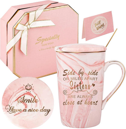 Schwestern Geschenke Becher Set side by side-Kaffeebecher 420ml Rosa