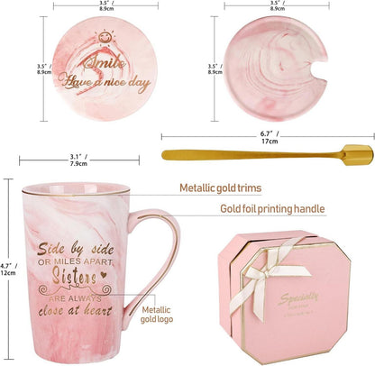 Schwester Geschenke Becher Set - Side by Side oder Miles Apart Sisters