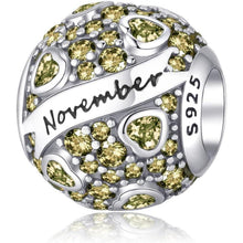 925 Sterling Silber Geburtsstein Herz Charm Anhänger für Damen