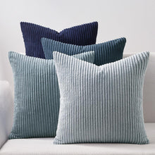 Kordsamt Kissenbezug Set 4er Pack Blau 45x45cm Farbverlauf