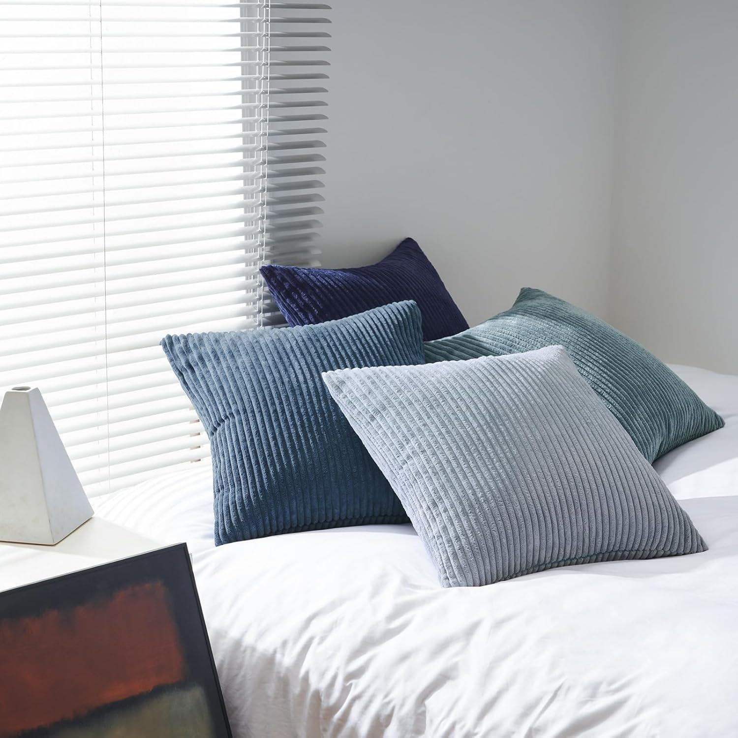 Topfinel Kissenbezug blau 45x45 4er Set Kordsamt Sofakissen deco