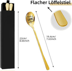 2 Latte Macchiato Löffel Gold mit Gravur - Geschenkideen für