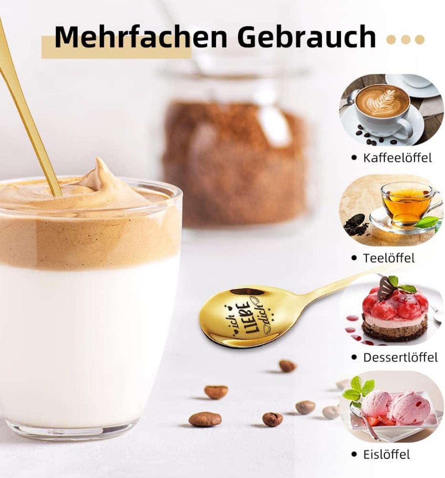 2 Latte Macchiato Löffel Gold Graviert Ich Liebe Dich Geschenk Paar