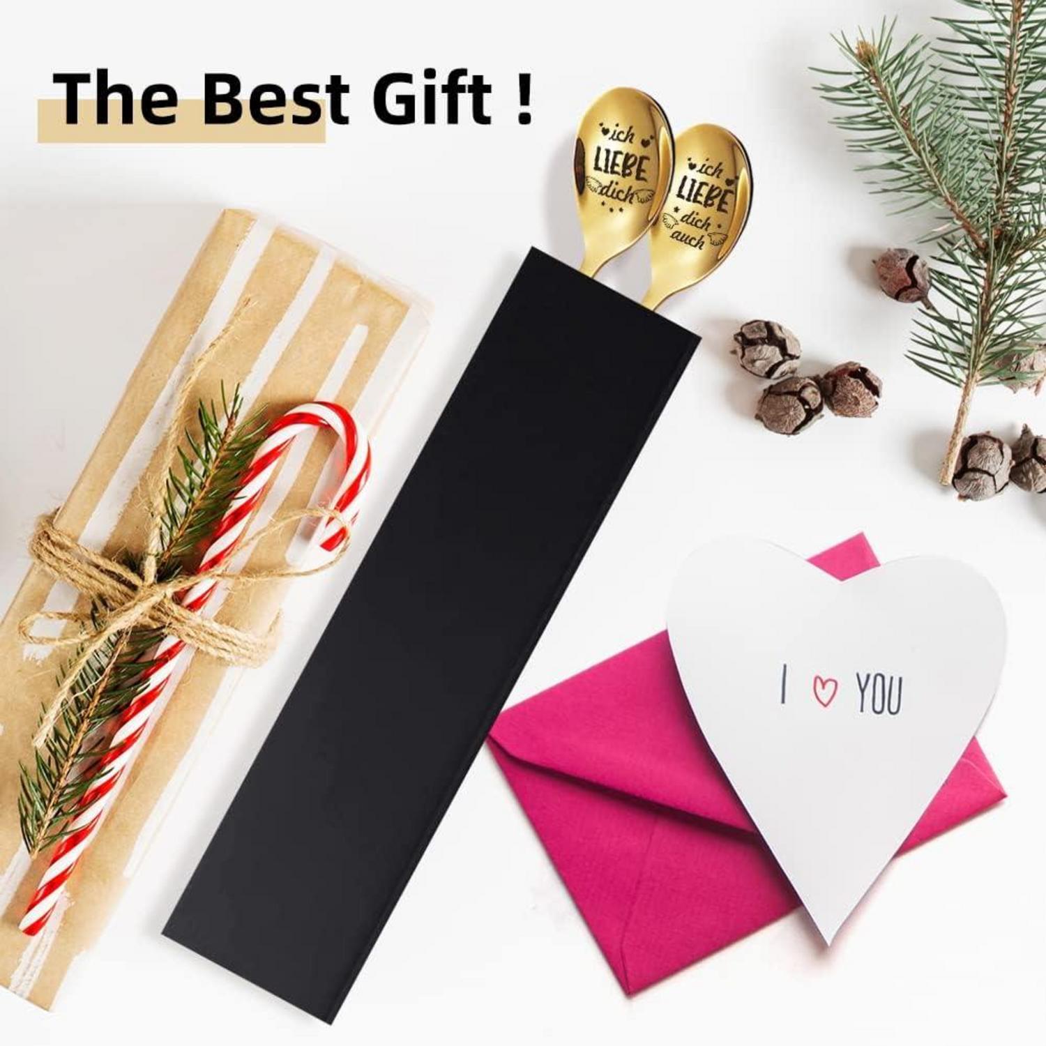 2 Latte Macchiato Löffel Gold Graviert Ich Liebe Dich Geschenk Paar