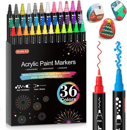 Acrylstifte Set 36 Farben wasserfest doppelköpfige Marker