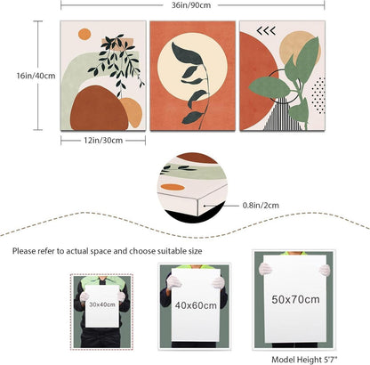 Boho Leinwand Bilder Orange 40x30 cm Wandbilder Wohnzimmer Schlafzimmer Büro