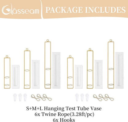 Reagenzglas Vasen Set 6 Stück Gold Vintage Glasvase Blumenständer