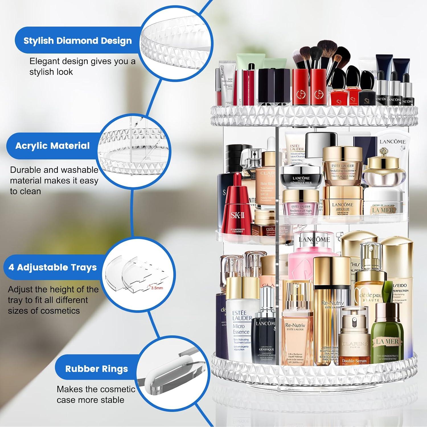 Mokani 360° Drehbarer Make Up Organizer 6 Ebenen Transparent