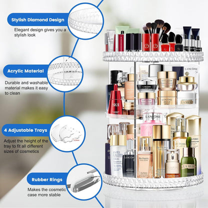 Mokani 360° Drehbarer Make Up Organizer 6 Ebenen Transparent