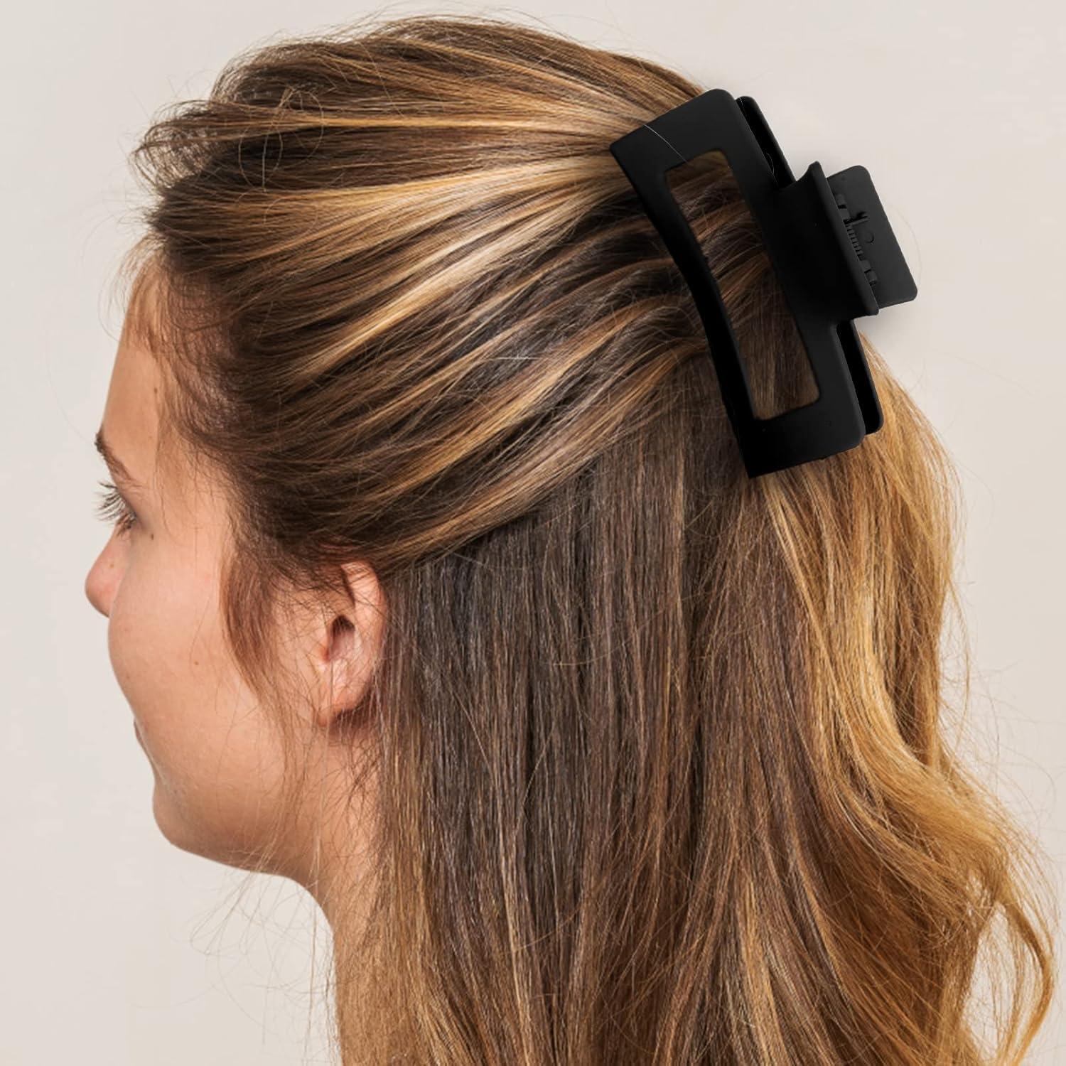 Quadratische Haarklammern 2er Set matt 8.5 cm rutschfest für Frauen & Mädchen