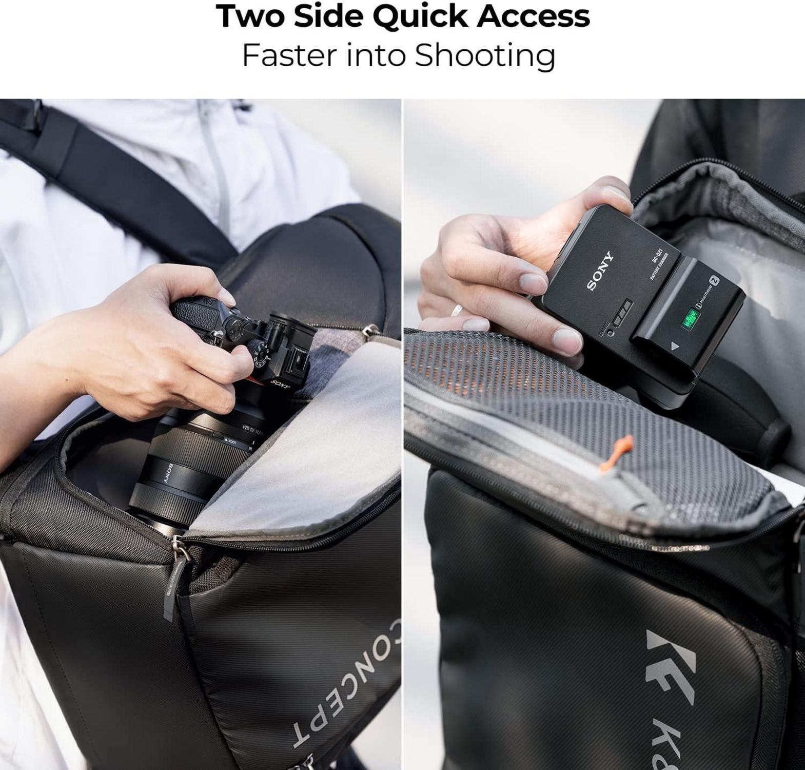 K&F Concept Kamerarucksack mit 16Zoll-Laptopfach Canon Nikon Sony DJI Mavic - Schwarz 25L