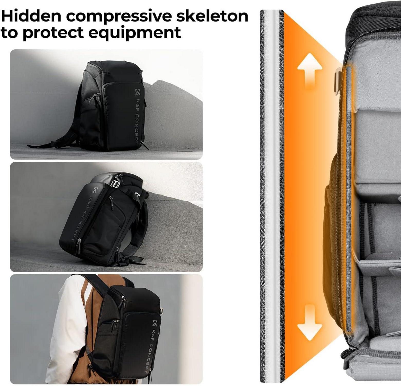 K&F Concept Kamerarucksack 25L mit 16Zoll-Laptopfach Canon Nikon Sony DJI Mavic