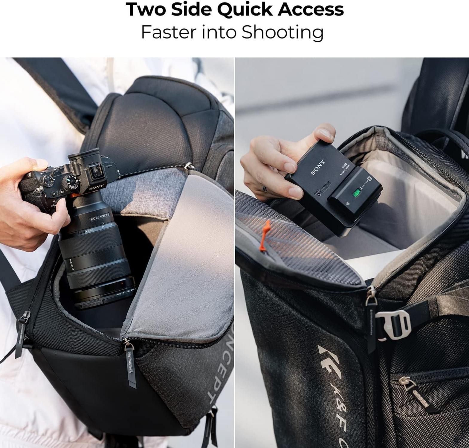 Kamerarucksack 25L mit Laptopfach, für Canon/Nikon/Sony/DJI Mavic Drone, grau