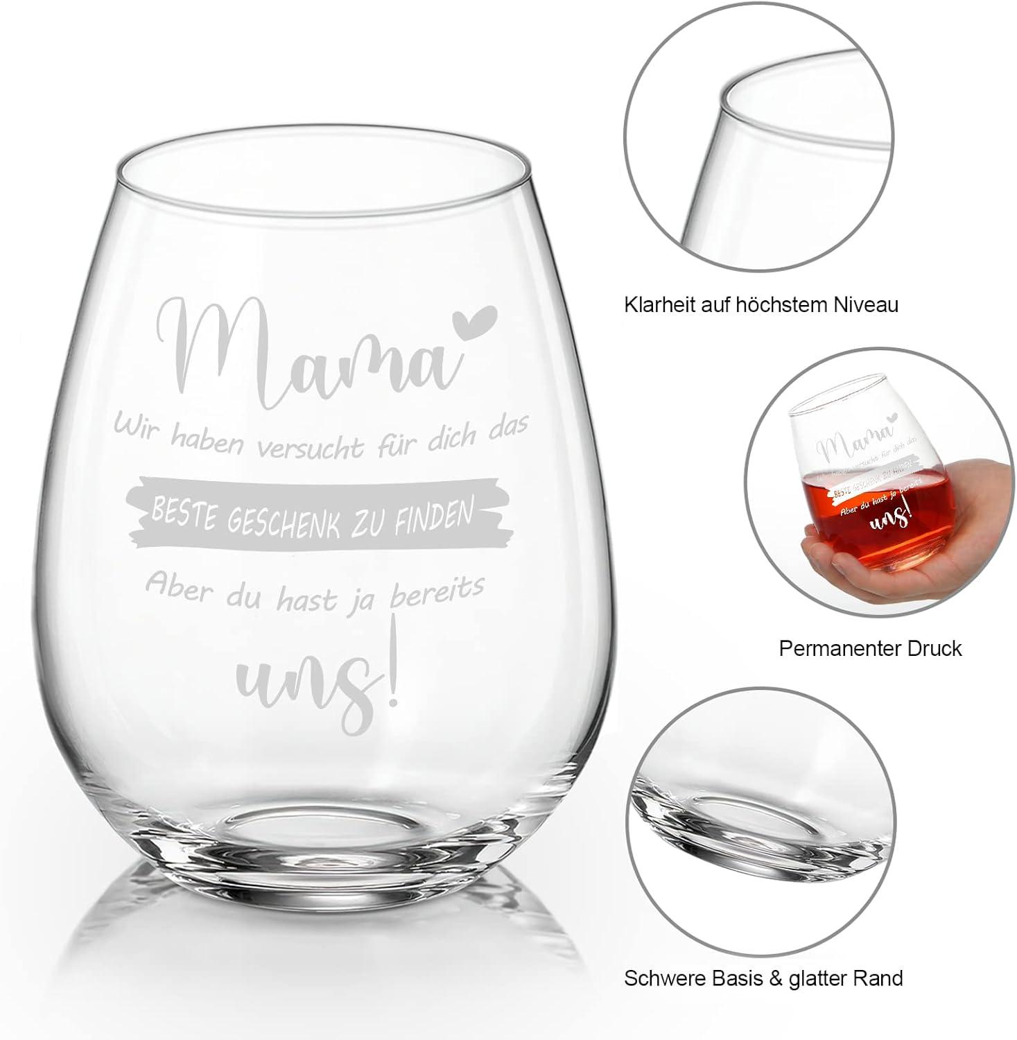 Weinglas 450ml Mama Geschenk Muttertag Geburtstag Weihnachten