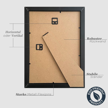 Schwarze Holz Fotorahmen 20x30cm Set 3er - Bilderrahmen MDF Rahmen