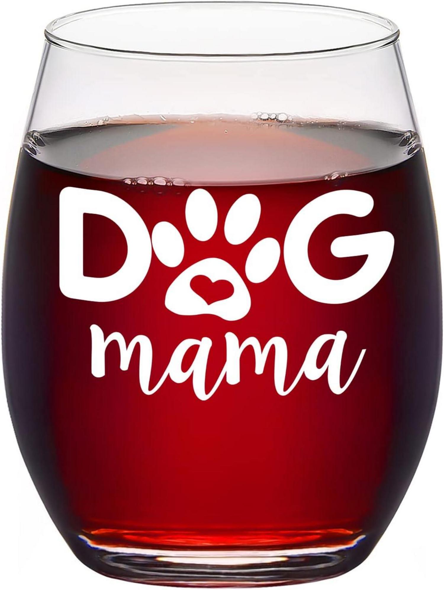 Hundemama Weinglas 15-Unzen Geburtstagsgeschenk Rotwein Glassware