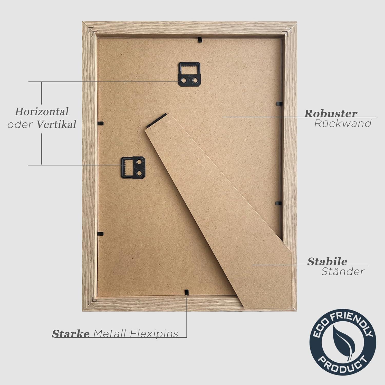 Fotorahmen Natur Holz 3er Set 20x30cm Bilderrahmen Acrylglas MDF