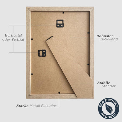 Fotorahmen Natur Holz 3er Set 20x30cm Bilderrahmen Acrylglas MDF