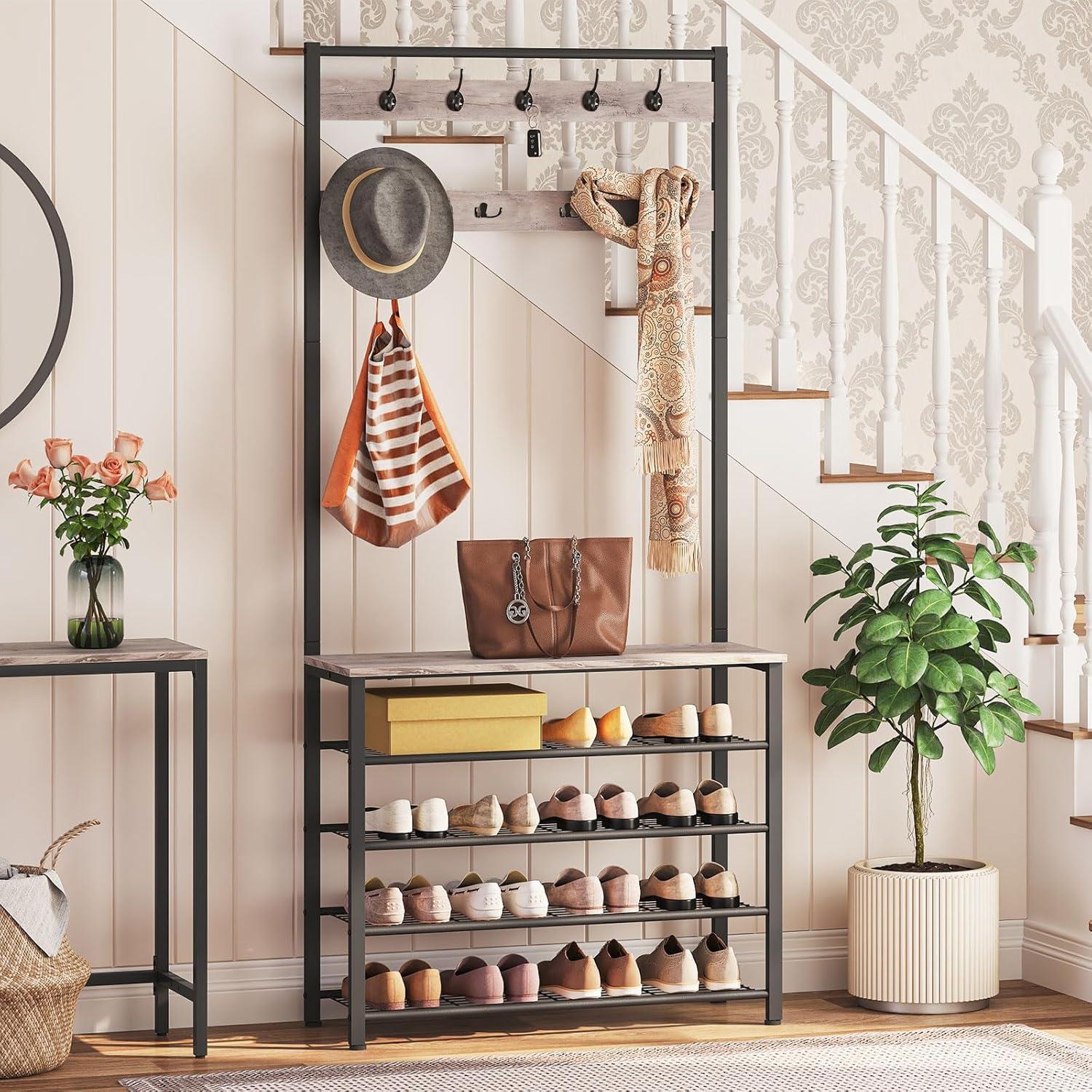 Garderobenständer mit Schuhregal und Kleiderständer, Industrie Design