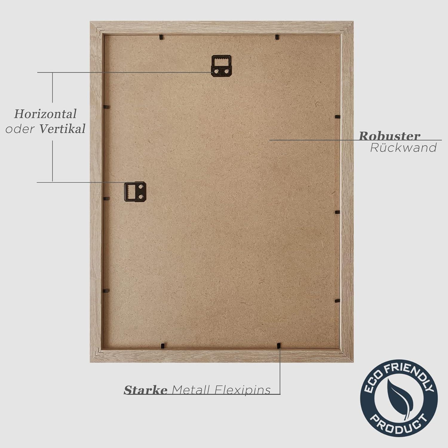 Bilderrahmen 30x40cm Holz Fotorahmen 12x16 Zoll Natur 3er Set