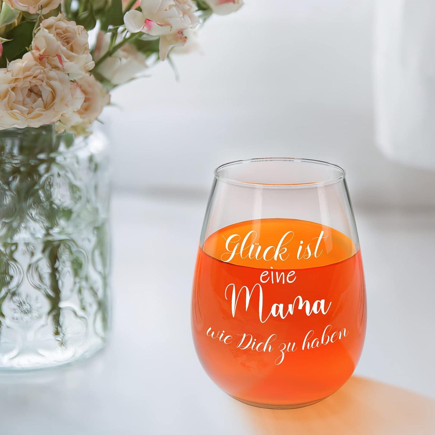 Weingläser mit Gravur für Mama - 15oz Geburtstagsweinglas für Frauen