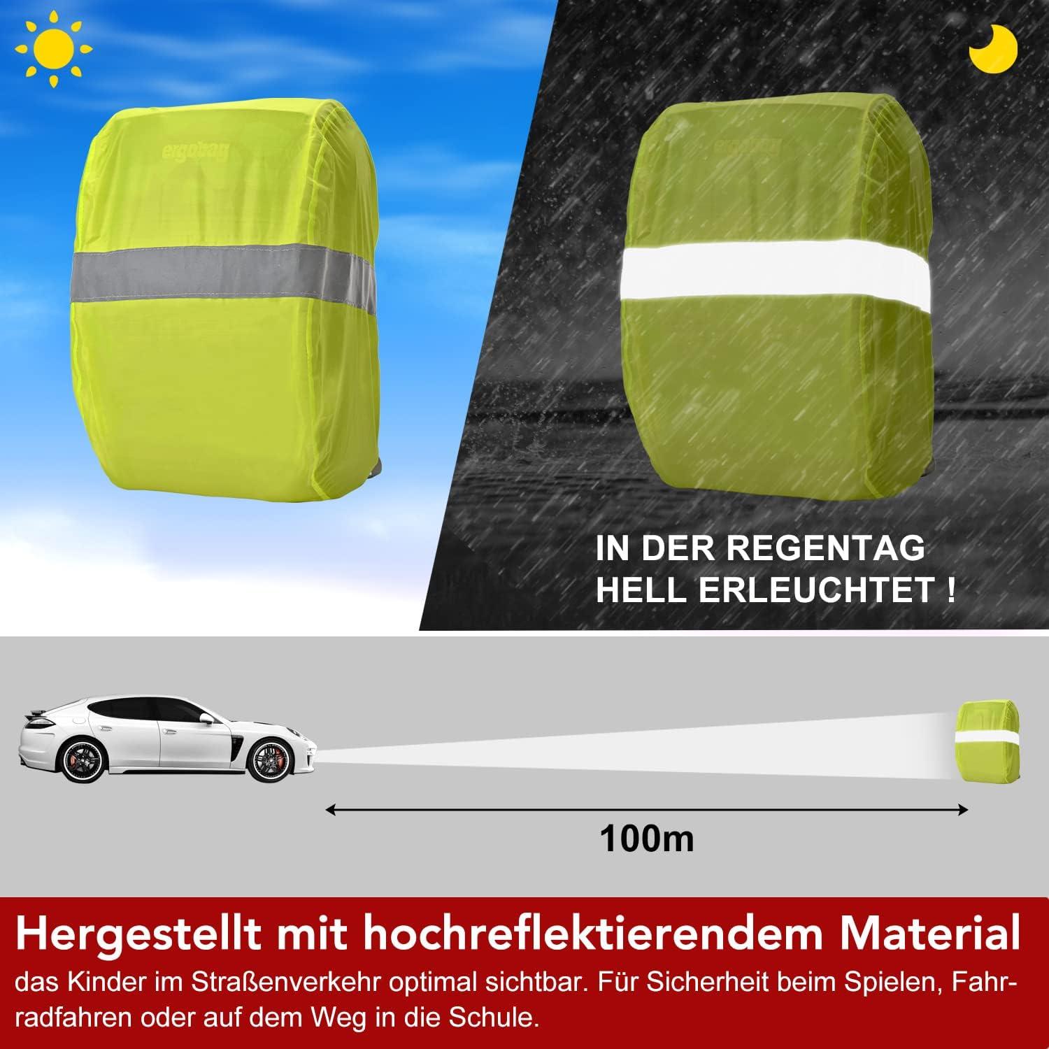 Kinder Regenschutz Schulranzen wasserdichte Rucksackhülle Reflektorstreifen