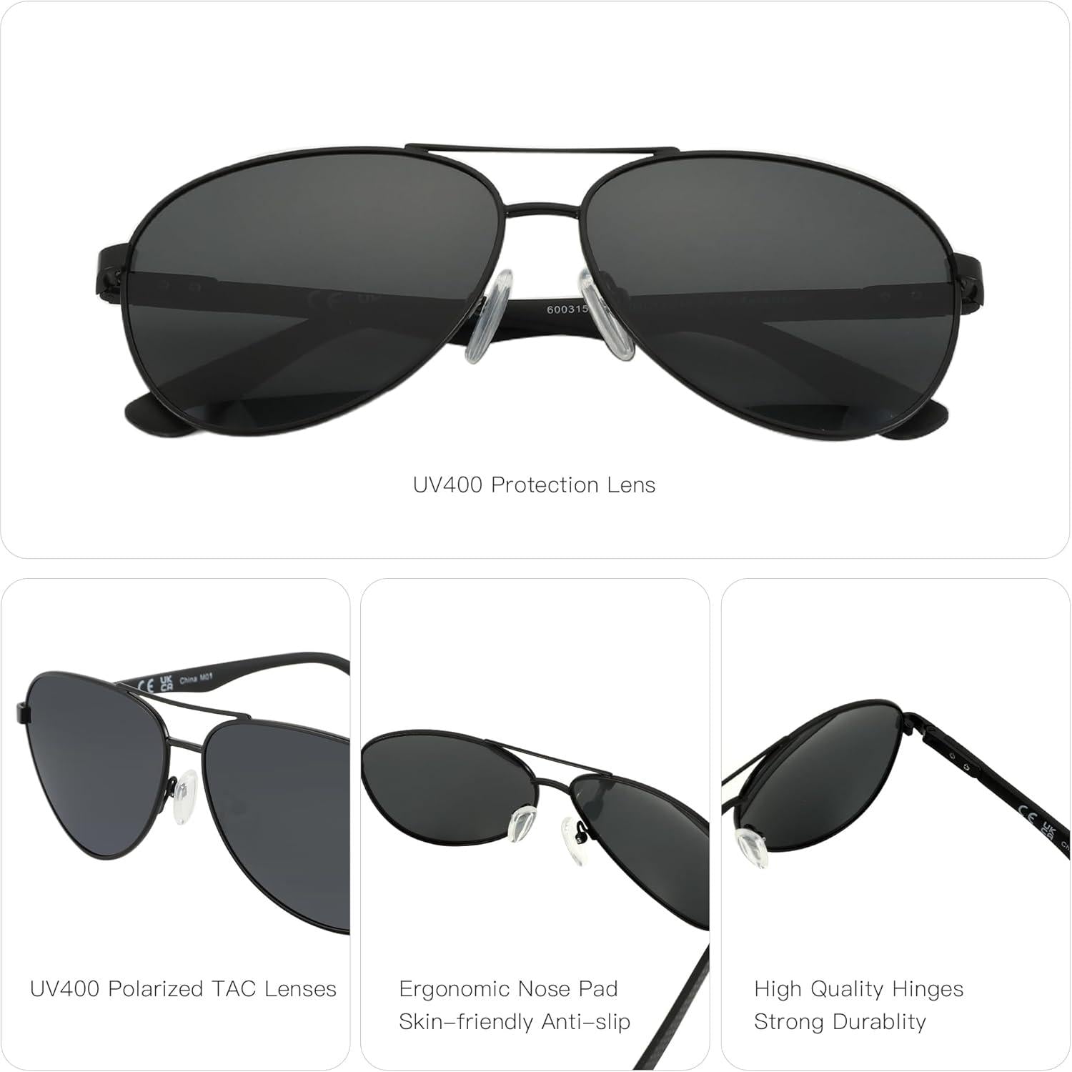 Polarisierte Retro Pilotenbrille Kohlefaser Metall Rahmen UV400 PRO