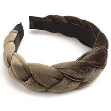 Geflochtenes Samt-Stirnband Elastisch Criss Cross Haarband Army Green