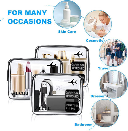 Aucuu Transparente Kulturtasche 2er Set PVC Reise-Waschtaschen für Mann und Frau