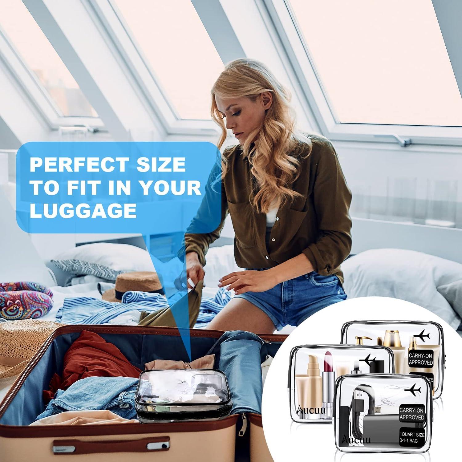 Aucuu Transparente Kulturtasche 2er Set PVC Reise-Waschtaschen für Mann und Frau