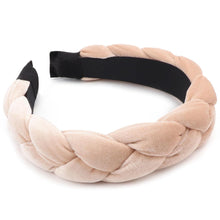 Geflochtenes Samt-Stirnband Elastisch Criss Cross Haarband Beige