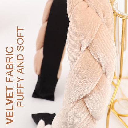 DRESHOW Geflochtenes Stirnband für Damen Samt Haarreif in Beige