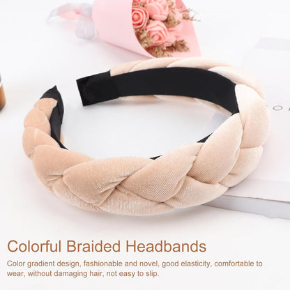 DRESHOW Geflochtenes Stirnband Damen Samt Haarreif Elastisch Cross Beige