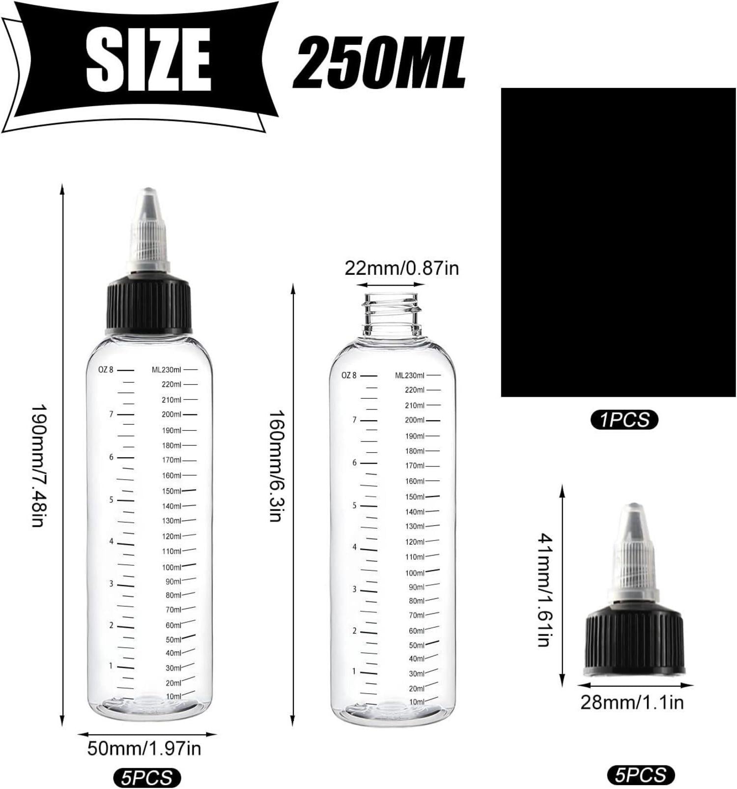 Quetschflasche aus Kunststoff 250ml 5 Stück transparent mit