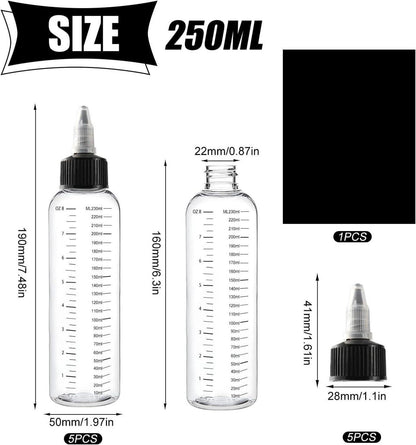 Quetschflasche aus Kunststoff 250ml 5 Stück transparent mit