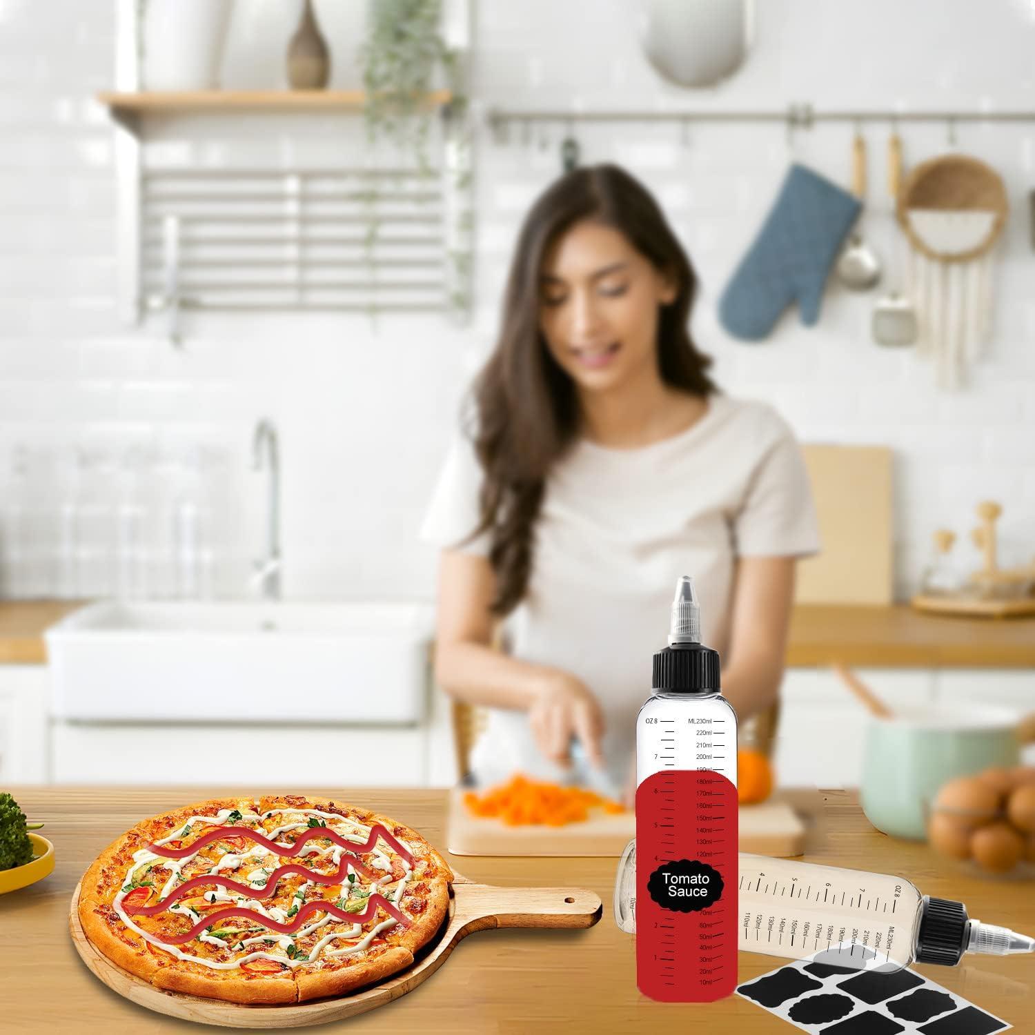 Quetschflasche 250ml 5 Stück Transparent mit Schwarzem Drehverschluss