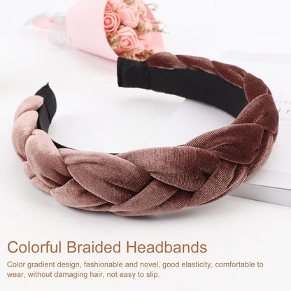 DRESHOW Samtgeflochtene Stirnbänder Elastisch Criss Cross Haarband Zubehör Brown