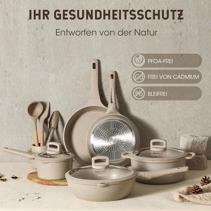 Carote 11-teiliges Pfannenset Antihaft Induktion 24cm 28cm 16cm 4L