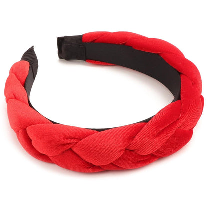 Geflochtenes Samt Stirnband Elastisch Criss Cross Haarband Rot