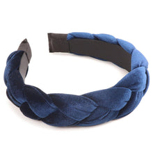 Geflochtenes Samt Stirnband Elastisch Criss Cross Haarband - Navy