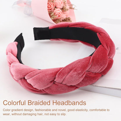 Geflochtene Stirnbänder Samt Haarreifen elastisch Braided Hair Hoop Pink