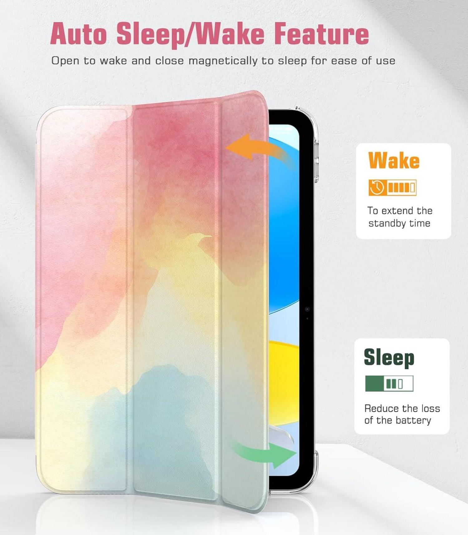 iPad 10 10.9 Zoll 2022 Hülle Schlank Smart Case Cover Regenbogen