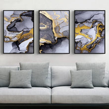 Abstrakte Wandbilder Wohnzimmer Grau Golden Fluid Art Marmor