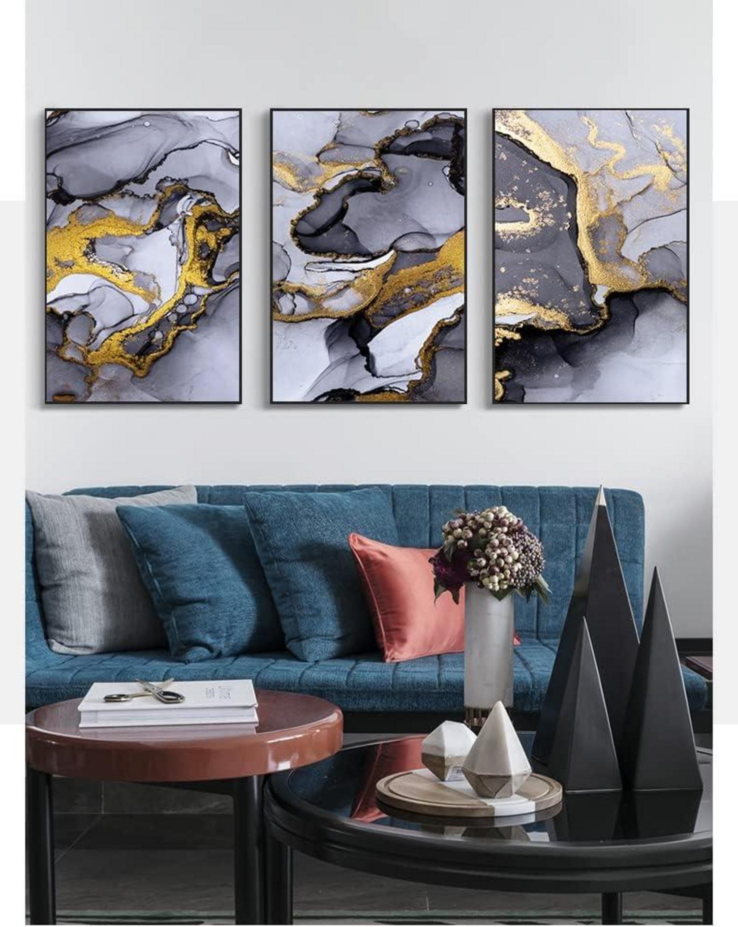 Abstrakte Wandbilder Grau Gold Marmor Leinwand - 3-teilig 30x40cm