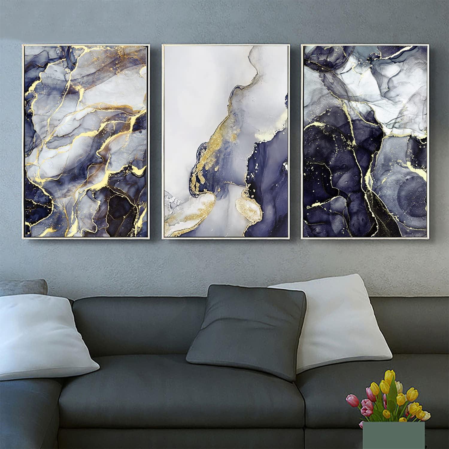 Abstrakte Wandbilder Golden Fluid Art Marmor Textur Leinwand Wohnzimmer