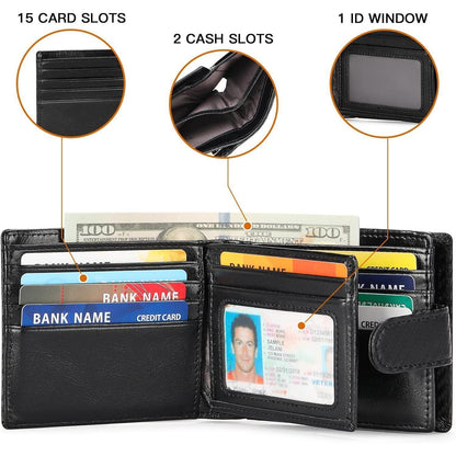 Herren Geldbörse aus echtem Leder mit RFID-Schutz und Münzfach