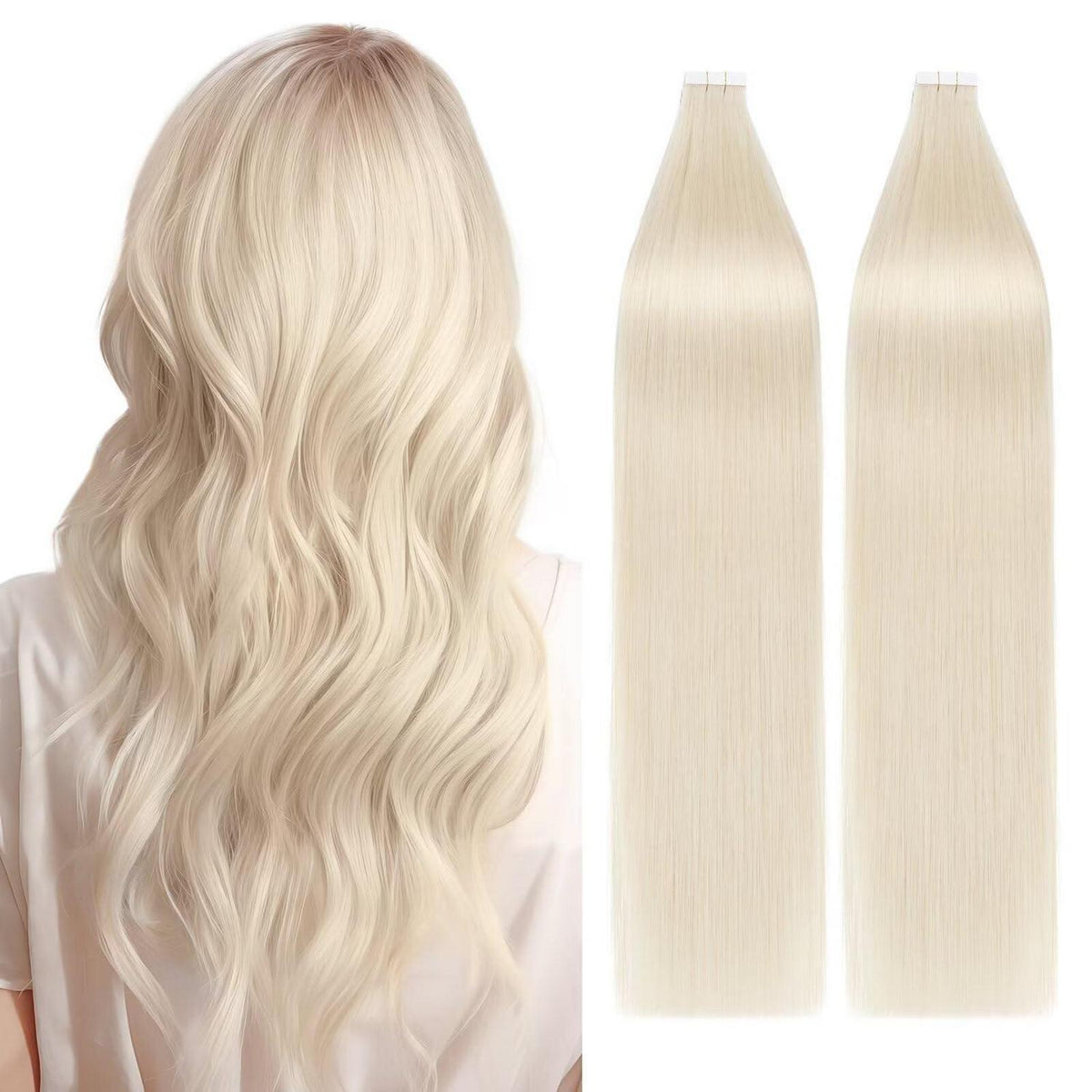 Echthaar Tape-in Extensions Platinblond (100g) - 45cm
