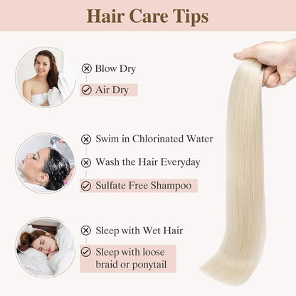 Echthaar Tape-in Extensions Platinblond (100g) - 45cm