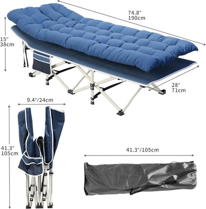 Faltbares Campingbett mit Dicker Matratze und Stabiler Rahmen