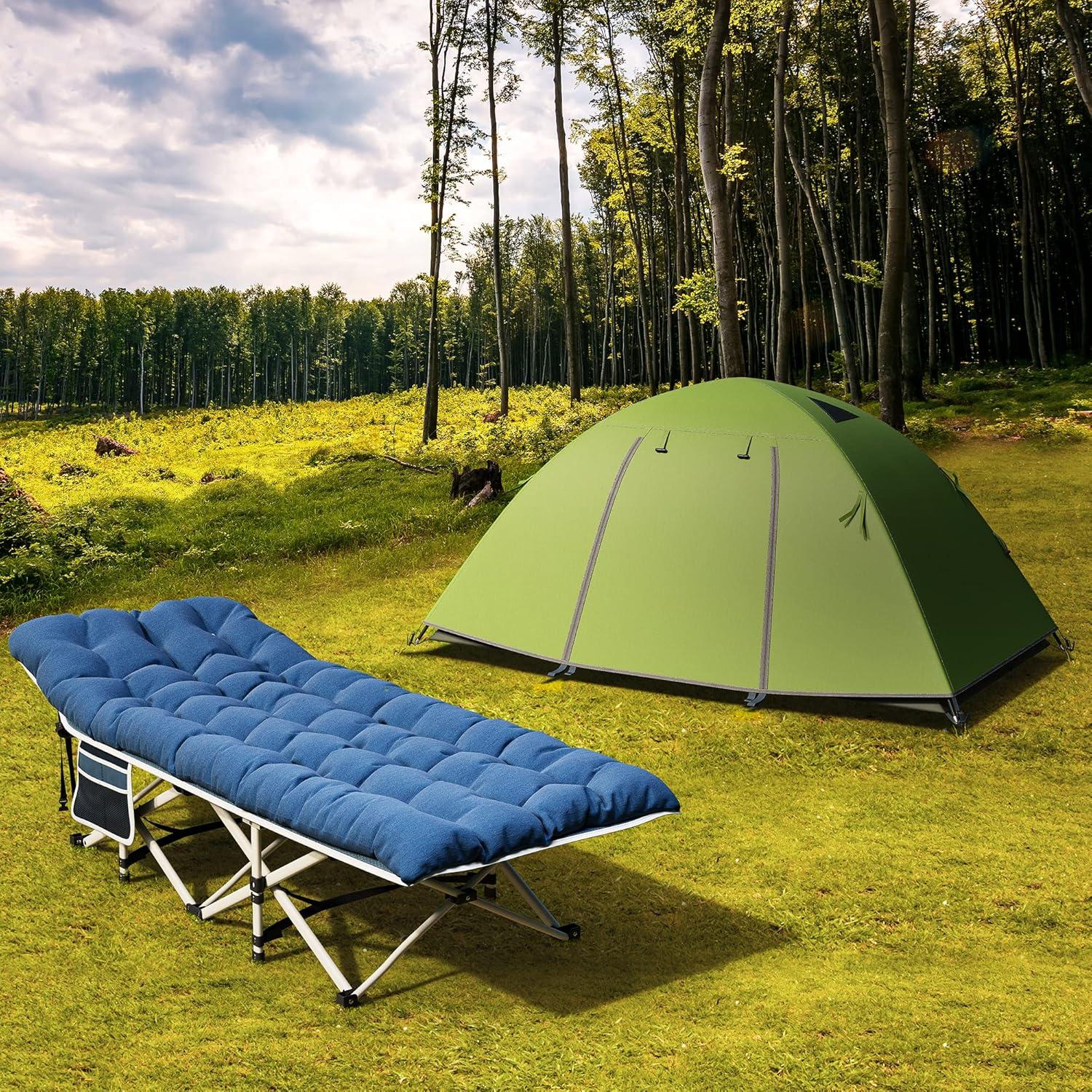 Faltbares Campingbett Erwachsene Blau Dicke Matratze Tragkraft 280kg